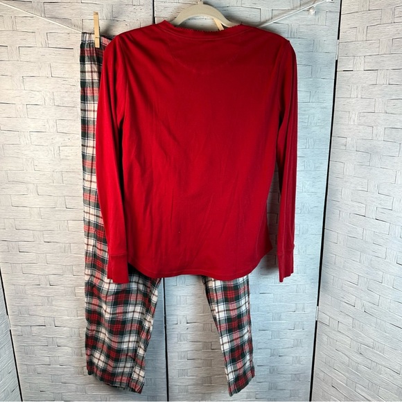 Lauren Ralph Lauren pajamas red top plaid flannel red green bottoms holiday - Picture 2 of 11